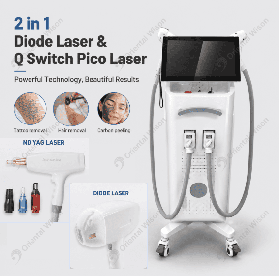 2 az 1-ben dióda lézer és Q Switch Pico lézer